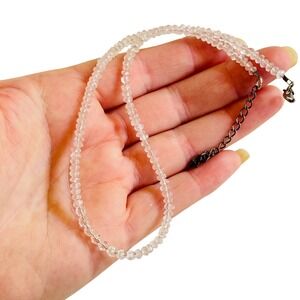 pink Rose Crystal Quartz Necklace natural genuine Gemstone dainty thin strand